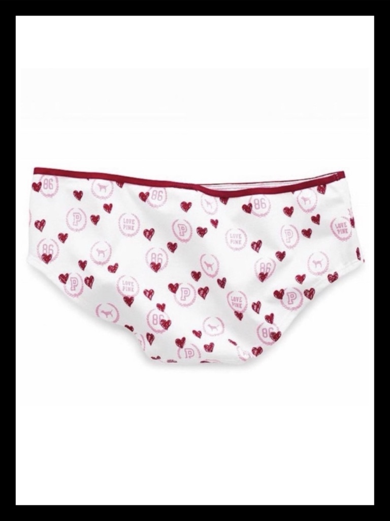 Crest Logo Red Heart Extra Low Rise Hipster Panties Nwt